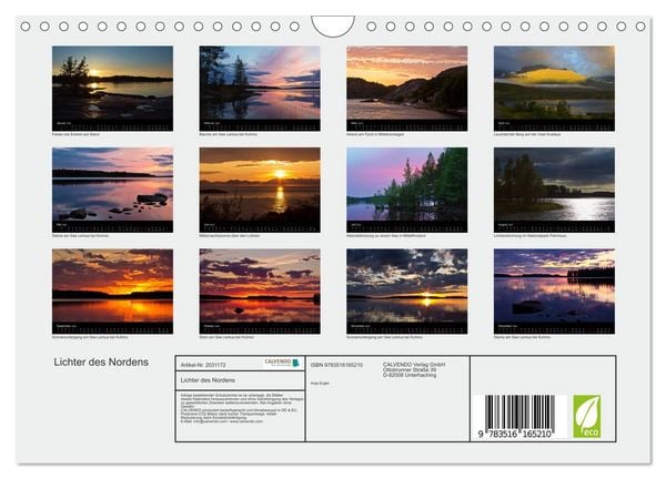 Produktbild: Lichter des Nordens (Wandkalender 2026 DIN A4 quer), CALVENDO Monatskalender