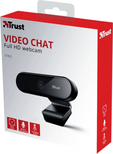 Trust Tyro Full HD-Webcam 1920 x 1080 Pixel Standfuß