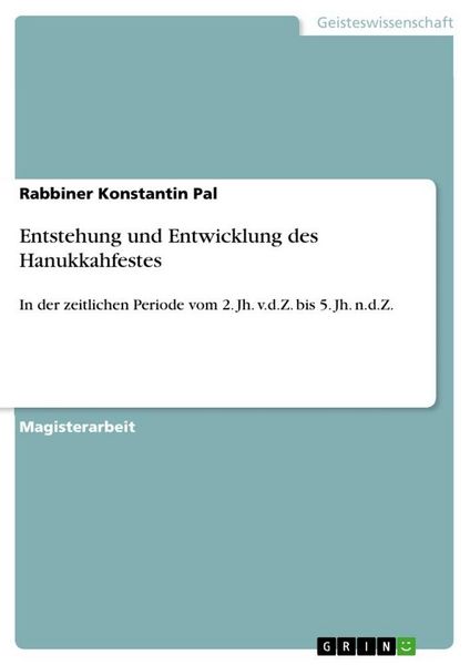Produktbild: Entstehung und Entwicklung des Hanukkahfestes