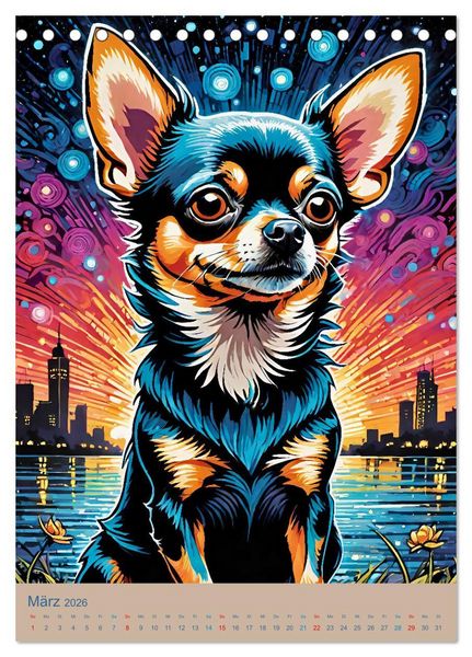 Produktbild: Chihuahuas. Kunstvolle Portr&auml;ts der kleinen Hunde (Tischkalender 2026 DIN A5 hoch), CALVENDO Monatskalender