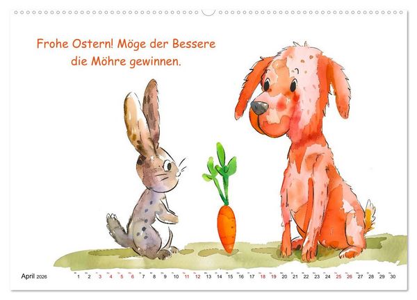 Produktbild: Vier Pfoten, viele Spr&uuml;che - Lustige Weisheiten mit Hund (Wandkalender 2026 DIN A2 quer), CALVENDO Monatskalender