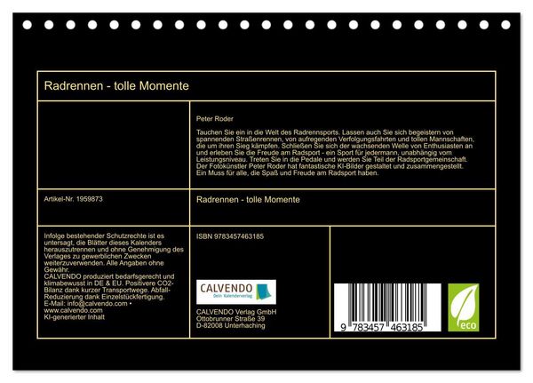 Produktbild: Radrennen - tolle Momente (Tischkalender 2026 DIN A5 quer), CALVENDO Monatskalender