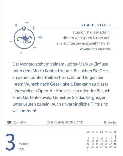 Produktbild: Skorpion Sternzeichenkalender 2027 - Tagesabrei&szlig;kalender - Ihr Horoskop f&uuml;r jeden Tag