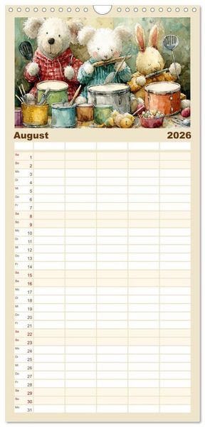 Produktbild: Familienplaner 2026 - Das geheime Leben flauschiger Freunde mit 5 Spalten (Wandkalender, 21 x 45 cm) CALVENDO