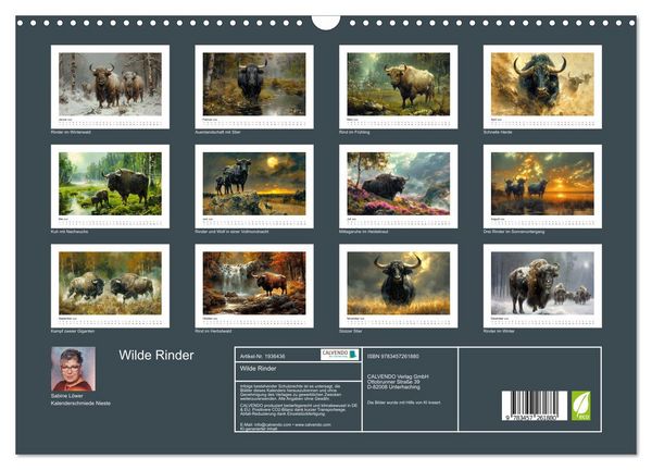 Produktbild: Wilde Rinder (Wandkalender 2026 DIN A3 quer), CALVENDO Monatskalender