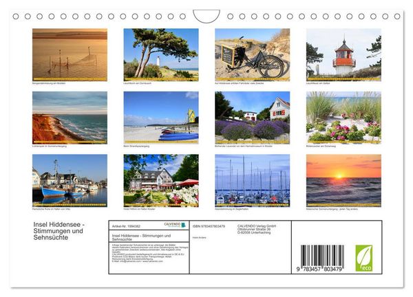 Produktbild: Insel Hiddensee - Stimmungen und Sehns&uuml;chte (Wandkalender 2026 DIN A4 quer), CALVENDO Monatskalender