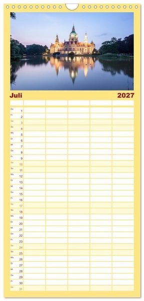 Produktbild: Familienplaner 2027 - Hannover - Momente einer Reise mit 5 Spalten (Wandkalender, 21 x 45 cm) CALVENDO