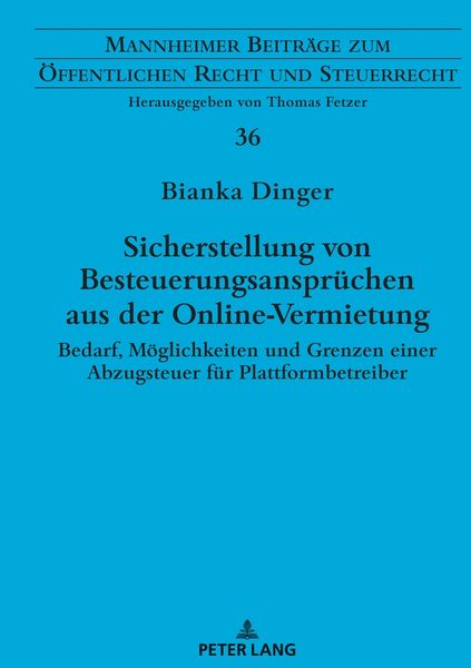 Produktbild: Sicherstellung von Besteuerungsanspr&uuml;chen aus der Online-Vermietung
