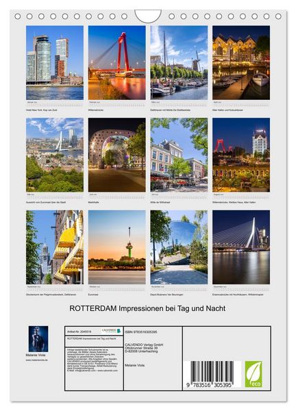 Produktbild: ROTTERDAM Impressionen bei Tag und Nacht (Wandkalender 2026 DIN A4 hoch), CALVENDO Monatskalender