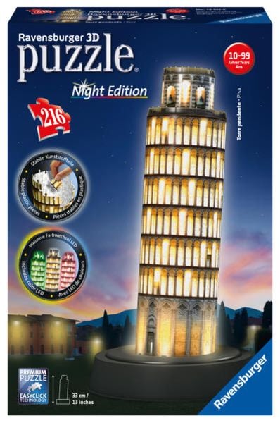 3D Puzzle Ravensburger Schiefer Turm von Pisa bei Nacht 216 Teile