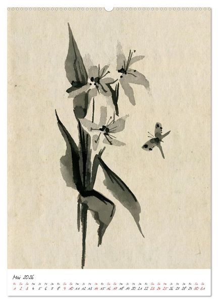 Produktbild: Sumi-e Kunst im japanischen Stil (Wandkalender 2026 DIN A2 hoch), CALVENDO Monatskalender