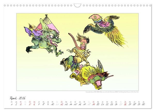 Produktbild: Kawanabe Kyosai - Einhundert D&auml;monen Kunstkalender (Wandkalender 2026 DIN A3 quer), CALVENDO Monatskalender