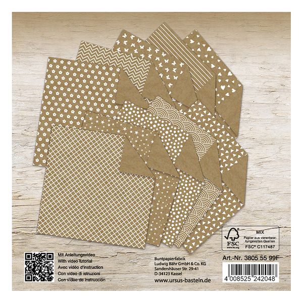 Produktbild: URSUS 100 Faltbl&auml;tter Kraftpapier "Design Mix"