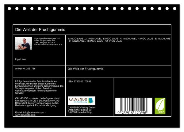 Produktbild: Die Welt der Fruchtgummis (Tischkalender 2026 DIN A5 quer), CALVENDO Monatskalender