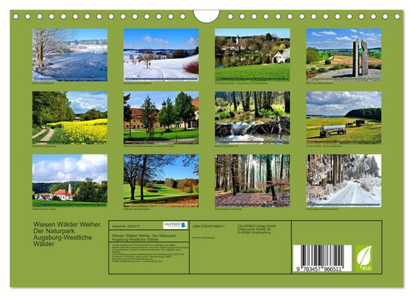 Produktbild: Wiesen W&auml;lder Weiher. Der Naturpark Augsburg-Westliche W&auml;lder (Wandkalender 2026 DIN A4 quer), CALVENDO Monatskalender