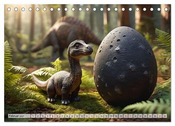 Produktbild: Pr&auml;historische Kinderstube - niedliche Tierkinder der Urzeit (Tischkalender 2027 DIN A5 quer), CALVENDO Monatskalender
