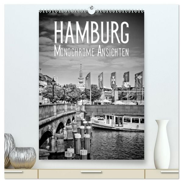 Produktbild: HAMBURG Monochrome Ansichten (hochwertiger Premium Wandkalender 2026 DIN A2 hoch), Kunstdruck in Hochglanz