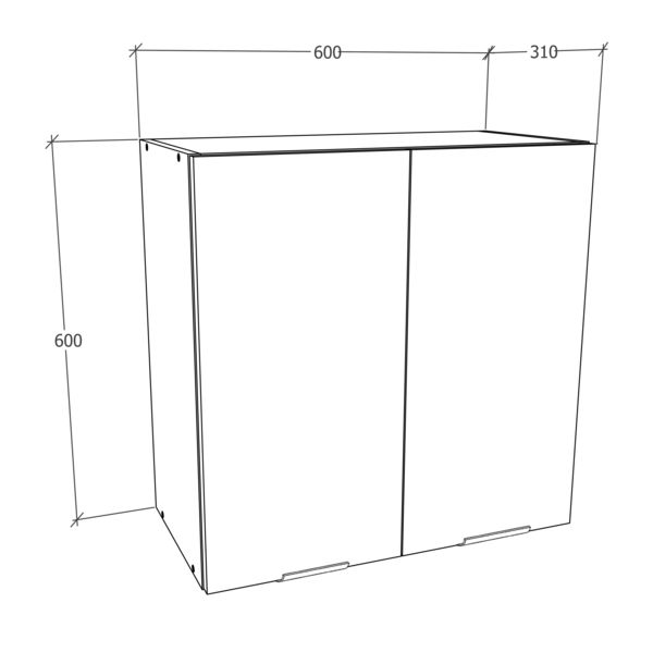 Produktbild: K&uuml;chenschrank B. 60 cm H&auml;ngeschrank K&uuml;che Fasola
