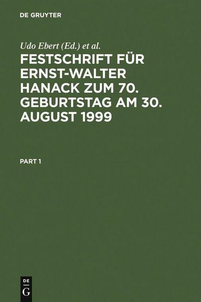 Produktbild: Festschrift f&uuml;r Ernst-Walter Hanack zum 70. Geburtstag am 30. August 1999