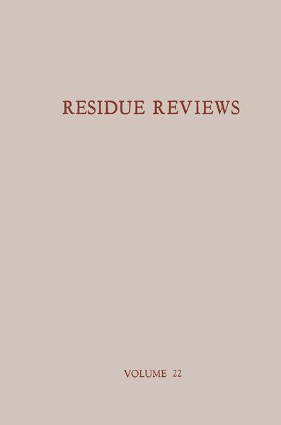 Produktbild: Residue Reviews / R&uuml;ckstands-Berichte