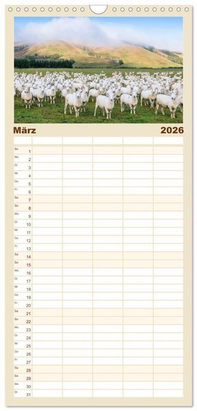 Produktbild: Familienplaner 2026 - Neuseeland - Traumlandschaften aus einem Naturparadies mit 5 Spalten (Wandkalender, 21 x 45 cm) CALVENDO