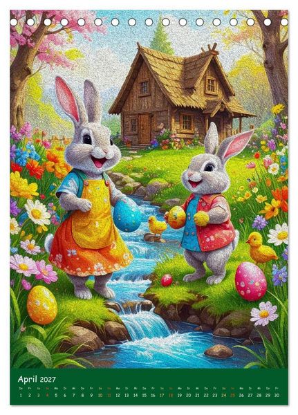 Produktbild: Osterhasen im Jahreskreis 12 Monate Hasenquatsch (Tischkalender 2027 DIN A5 hoch), CALVENDO Monatskalender