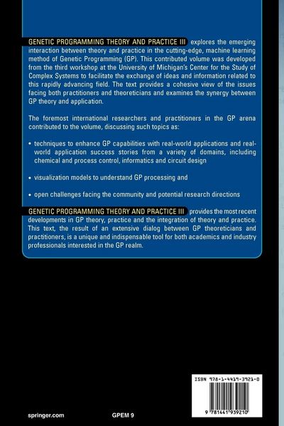 Produktbild: Genetic Programming Theory and Practice III