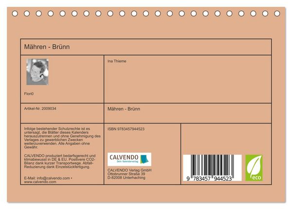 Produktbild: M&auml;hren - Br&uuml;nn (Tischkalender 2026 DIN A5 quer), CALVENDO Monatskalender