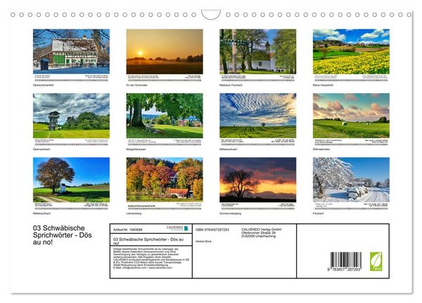 Produktbild: 03 Schw&auml;bische Sprichw&ouml;rter - D&ouml;s au no! (Wandkalender 2026 DIN A3 quer), CALVENDO Monatskalender