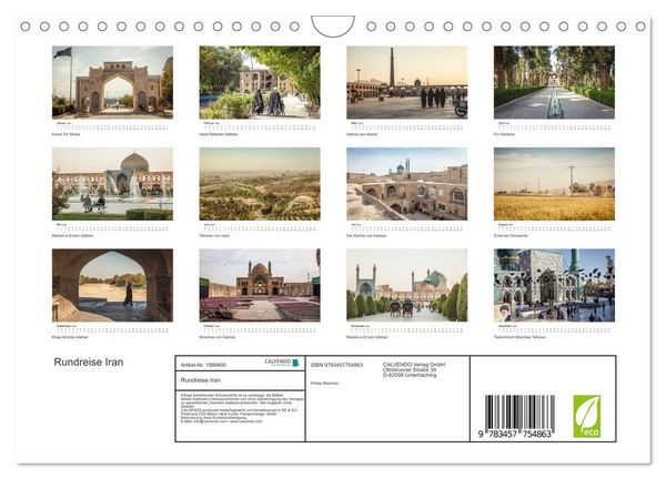 Produktbild: Rundreise Iran (Wandkalender 2026 DIN A4 quer), CALVENDO Monatskalender
