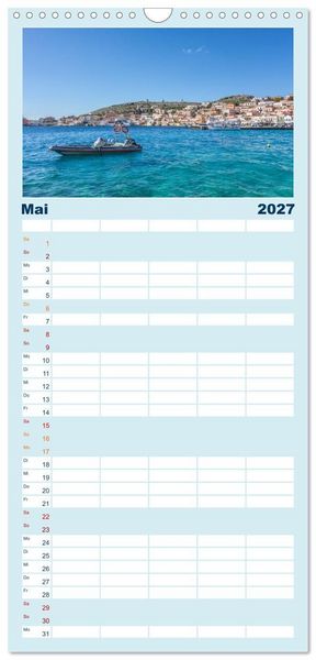 Produktbild: Familienplaner 2027 - Insel Chalki mit 5 Spalten (Wandkalender, 21 x 45 cm) CALVENDO