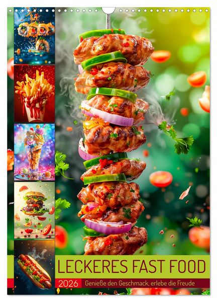 Produktbild: Leckeres Fast Food (Wandkalender 2026 DIN A3 hoch), CALVENDO Monatskalender