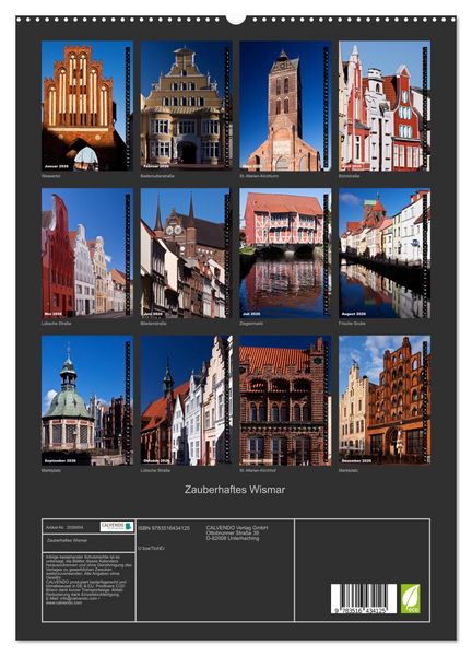 Produktbild: Zauberhaftes Wismar (hochwertiger Premium Wandkalender 2026 DIN A2 hoch), Kunstdruck in Hochglanz