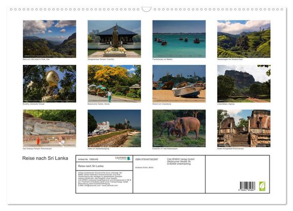 Produktbild: Reise nach Sri Lanka (Wandkalender 2026 DIN A2 quer), CALVENDO Monatskalender