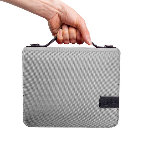 Produktbild: SartoriusSKIN Tasche BASIC Gr. L in Silber-Grau mit Tragegurt & Buchst&uuml;tze