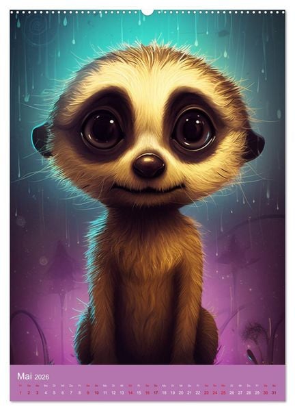 Produktbild: Tierisch gute Illustrationen wie aus einer anderen Welt (hochwertiger Premium Wandkalender 2026 DIN A2 hoch), Kunstdruck in Hochglanz