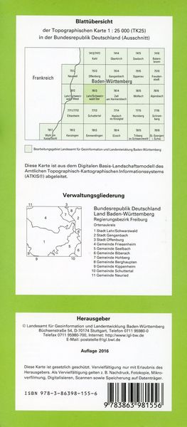 Produktbild: Lahr/Schwarzwald Ost 1 : 25 000