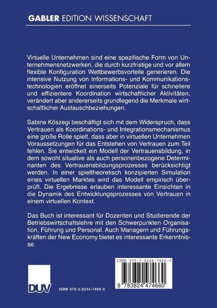 Produktbild: Vertrauen in virtuellen Unternehmen