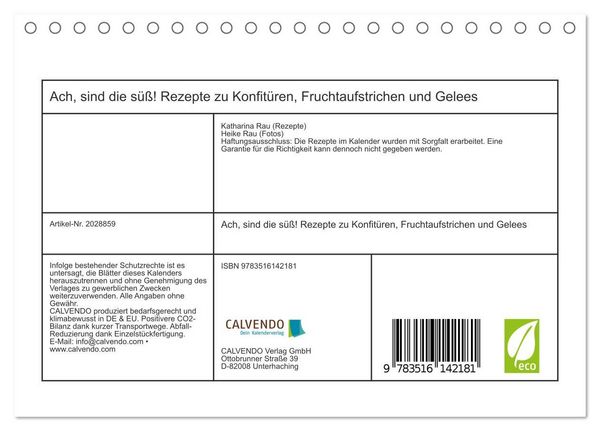 Produktbild: Ach, sind die s&uuml;&szlig;! Rezepte zu Konfit&uuml;ren, Fruchtaufstrichen und Gelees (Tischkalender 2026 DIN A5 quer), CALVENDO Monatskalender
