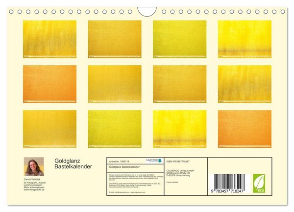 Produktbild: Goldglanz Bastelkalender (Wandkalender 2026 DIN A4 quer), CALVENDO Monatskalender
