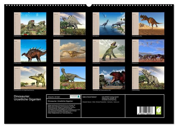 Produktbild: Dinosaurier. Urzeitliche Giganten (hochwertiger Premium Wandkalender 2026 DIN A2 quer), Kunstdruck in Hochglanz