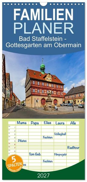 Produktbild: Familienplaner 2027 - Bad Staffelstein - Gottesgarten am Obermain mit 5 Spalten (Wandkalender, 21 x 45 cm) CALVENDO