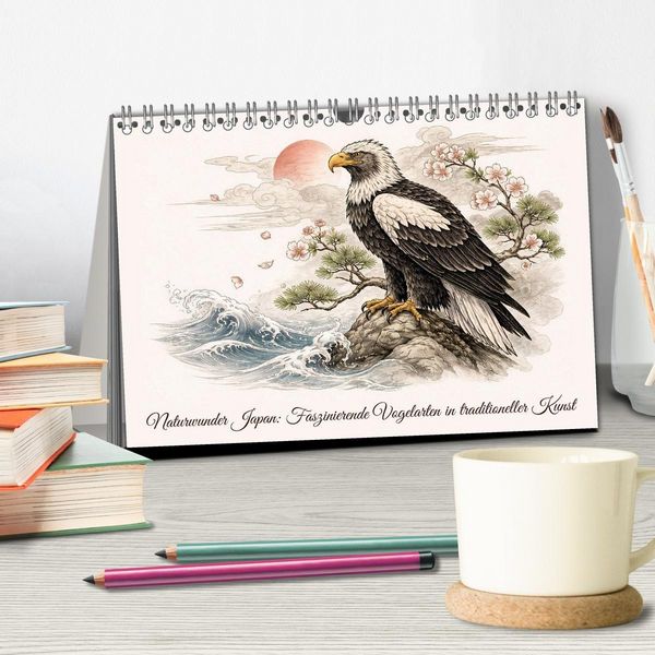 Produktbild: Naturwunder Japan: Faszinierende Vogelarten in traditioneller Kunst (Tischkalender 2027 DIN A5 quer), CALVENDO Monatskalender