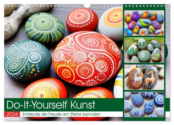 Do-It-Yourself Kunst - Entdecke die Freude am Steine bemalen (Wandkalender 2026 DIN A3 quer), CALVENDO Monatskalender