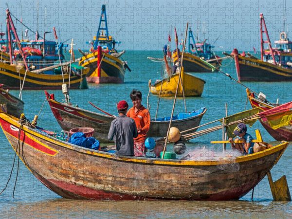 Produktbild: CALVENDO Puzzle Fischerhafen, Mui Ne, Vietnam | 1000 Teile Lege-Gr&ouml;&szlig;e 64x48cm Foto-Puzzle f&uuml;r gl&uuml;ckliche Stunden