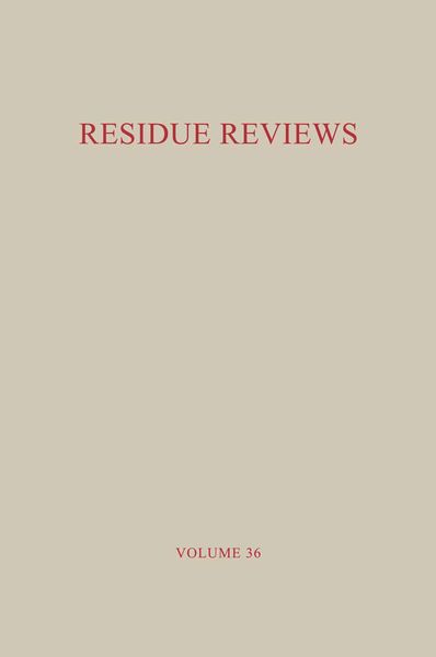Produktbild: Residue Reviews / R&uuml;ckstands-Berichte