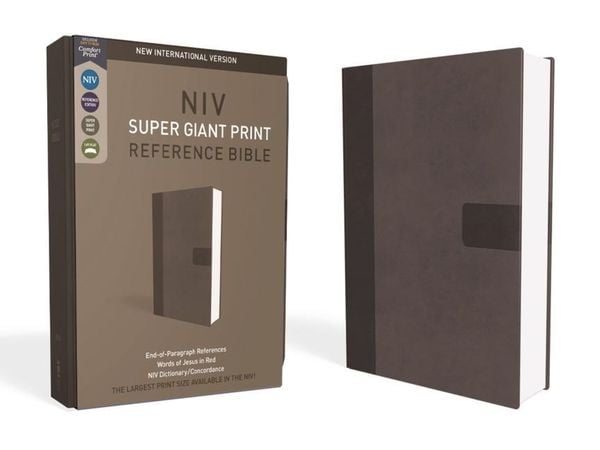 Produktbild: NIV, Super Giant Print Reference Bible, Giant Print, Imitation Leather, Gray, Red Letter Edition