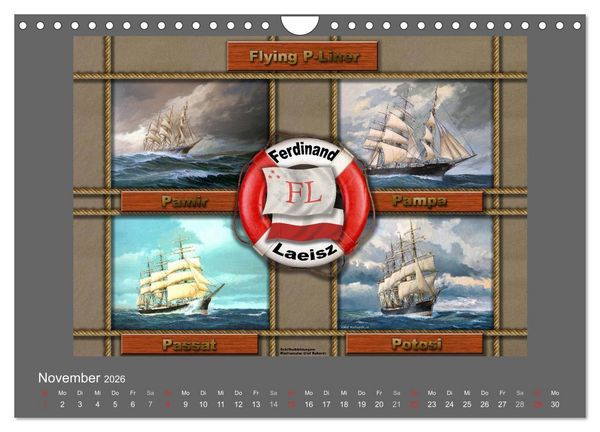 Produktbild: 500 Jahre unter Segeln - von der GOLDEN HIND zur KERSHONES (Wandkalender 2026 DIN A4 quer), CALVENDO Monatskalender