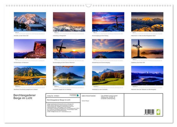 Produktbild: Berchtesgadener Berge im Licht (Wandkalender 2026 DIN A2 quer), CALVENDO Monatskalender