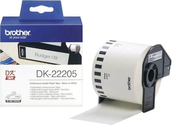 Brother DK-22205 Etiketten Rolle 62 mm x 30.48 m Papier Weiß 1 St. Permanent haftend DK22205 Universal-Etiketten